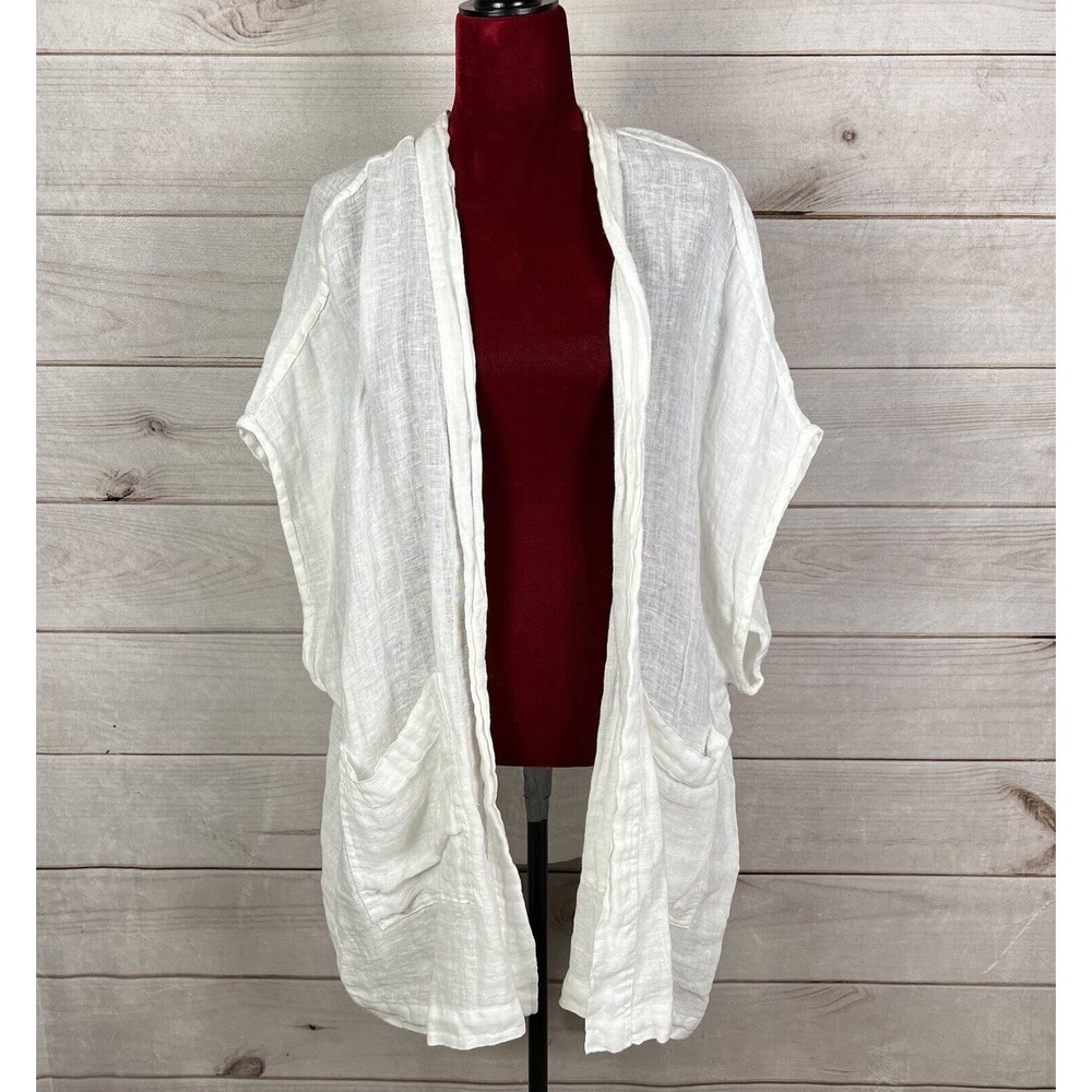 Flax Obscure Cardigan Open Front 100% Linen Gauze